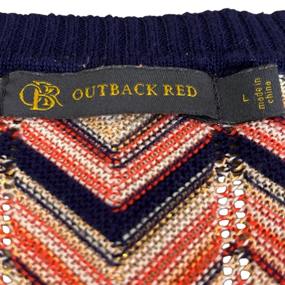 VTG 90s OUTBACK RED The Limited Chevron Knit Sweater L Metallic Retro Navy Ornge - Picture 3 of 13